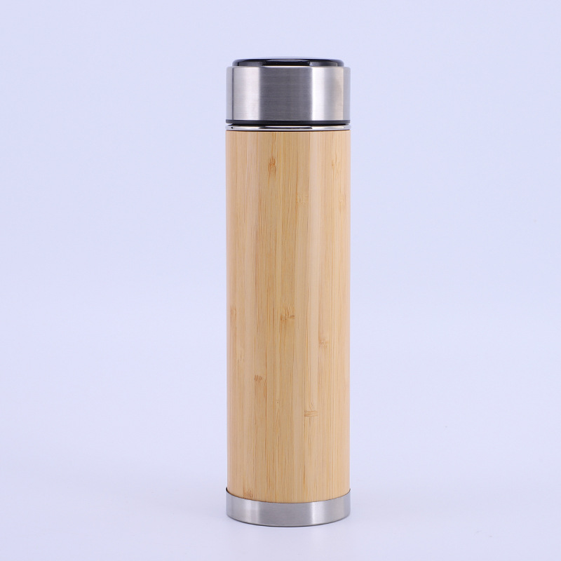 Smart Bamboo Tumbler With Temperature Display, 17oz, Insulated Tea and Coffee Thermos Flask