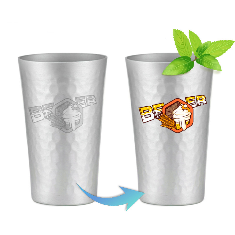 12oz Color Changing Aluminum Cold Drink Cup Lightweight Single Layer Drinking Mug Camping Cug Reusable & Recycle Aluminum Beer Cup