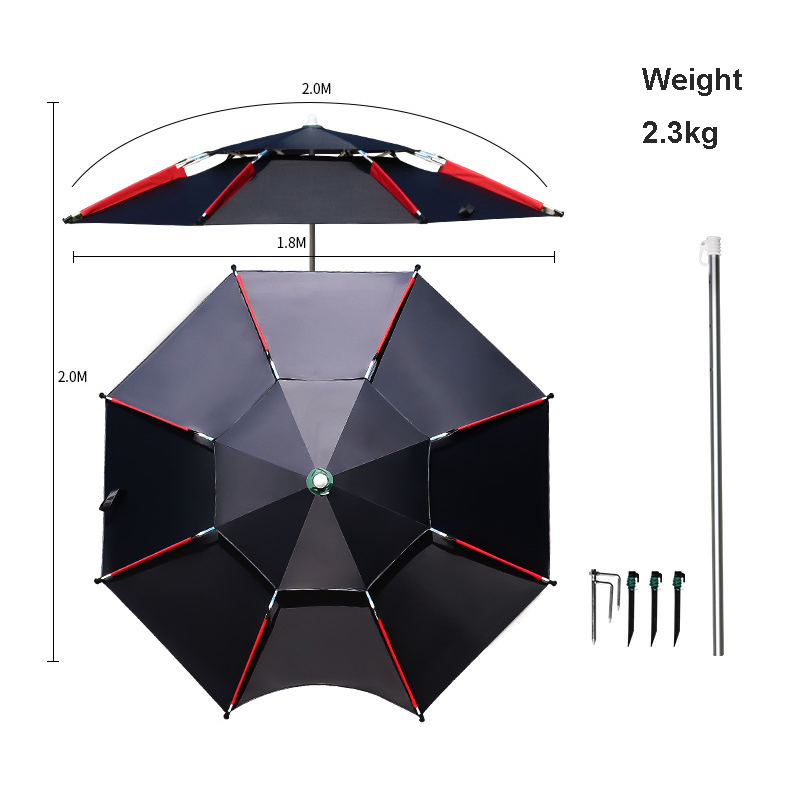 Large Fishing Umbrella with Adjustable Universal Clamp Portable Beach Umbrella for Chair, Golf Cart, Bleacher, Patio, Fishing