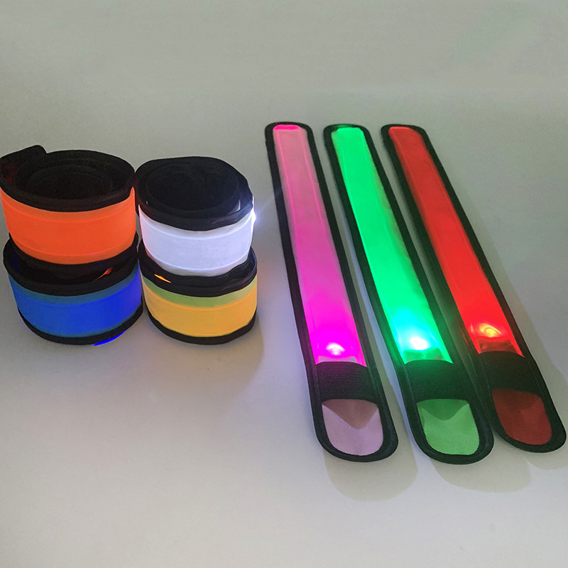Nylon Running LED Armband, High Visibility Safety Arm Bands for Runners, Light Up LED Glow In Dark Slap Safety Wristbands