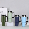30oz Travel Mug Tumbler With Handle and Straw & Lid, Double Wall Vacuum 304 Stainless Steel Insulated Water Bottle Travel Tumbler