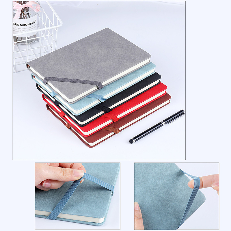 Premium PU Notebook With Corner Elastic Strap Closure and Ribbon Bookmark