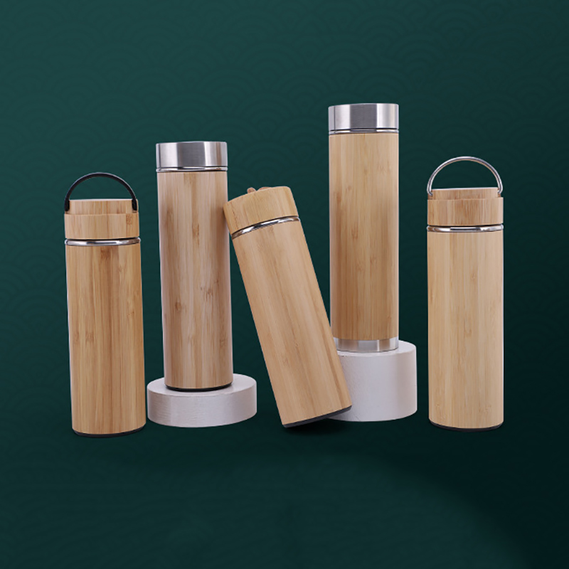 Smart Bamboo Tumbler With Temperature Display, 17oz, Insulated Tea and Coffee Thermos Flask