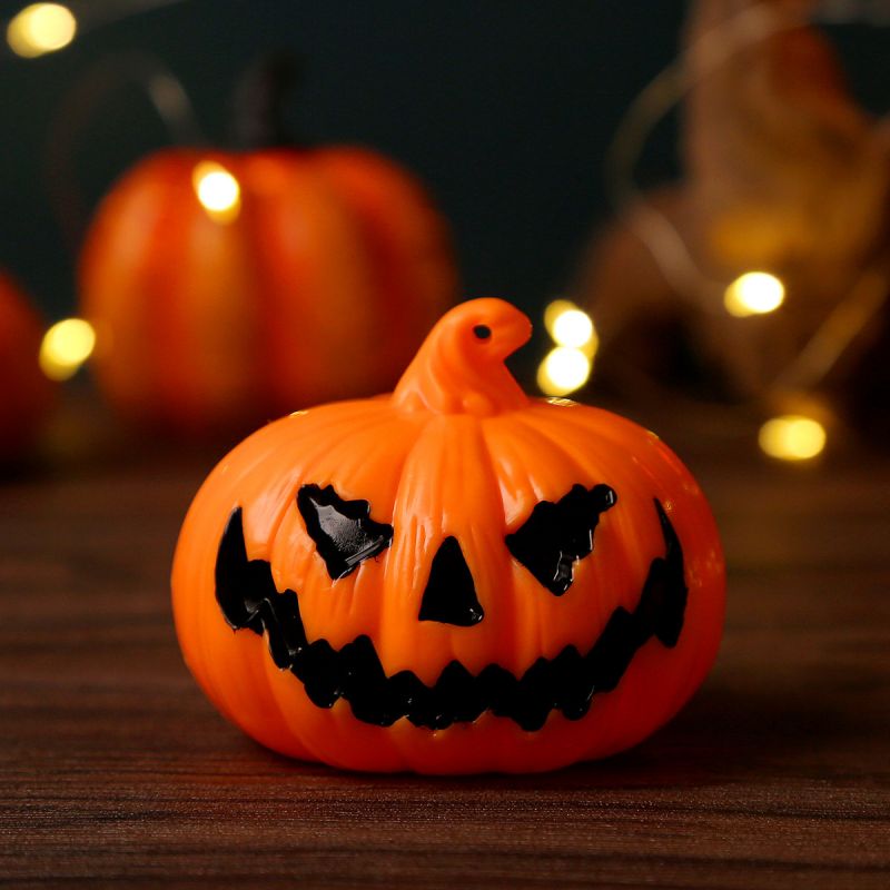 Halloween 3D Pumpkin Lights Jack-O-Lantern, Battery Operated Lights With Hole for Hanging, Indoor Outdoor Decor Party Decorations