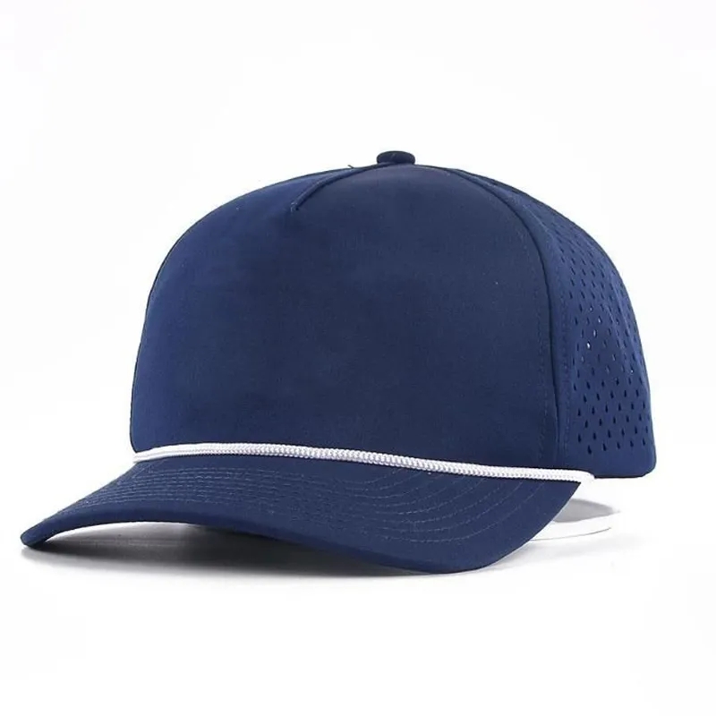 5 Panel Structured Water Resistant Baseball Caps With Rope
