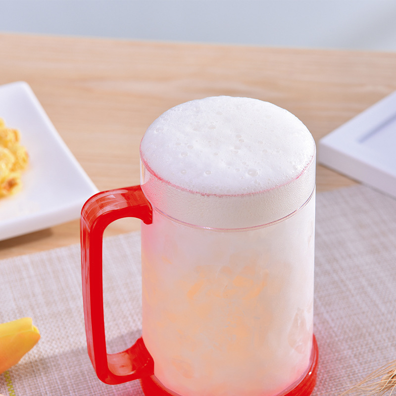 Double Wall Gel Freezer Beer Mugs, Frozen Ice Freezer Drinking Glasses Cups