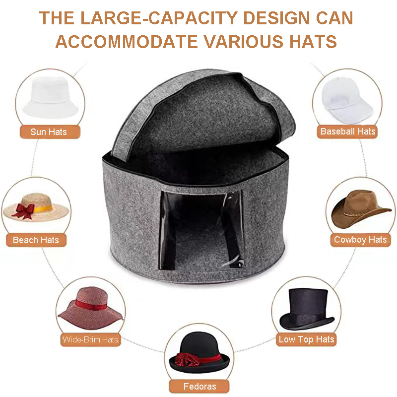 Portable Felt Hats Organizer, Round Shape, Collapsible Hat Storage Box ...
