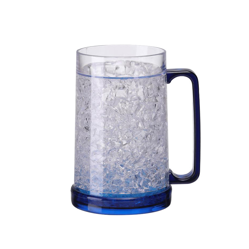 Double Wall Gel Freezer Beer Mugs, Frozen Ice Freezer Drinking Glasses Cups