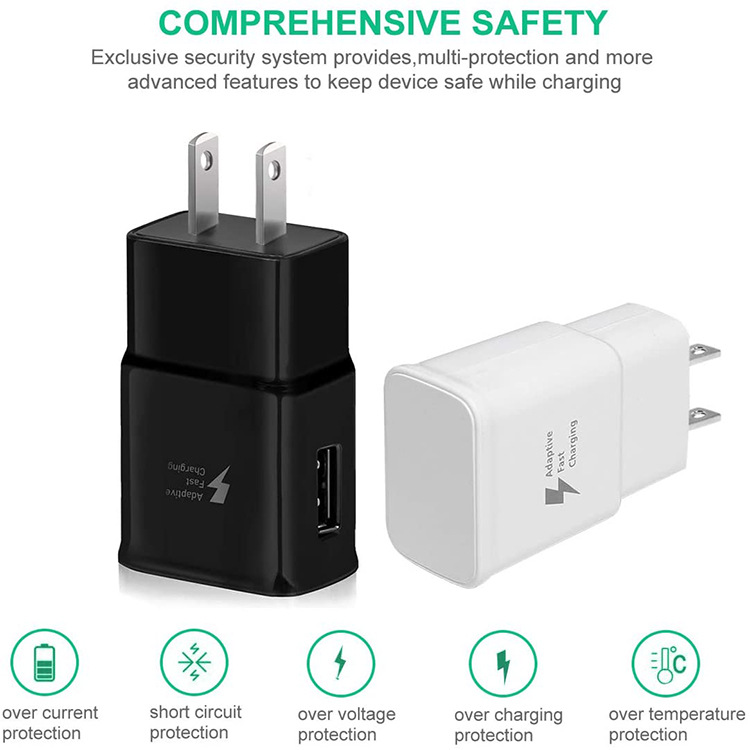 Adaptive Fast Charging USB Wall Charger Adapter Compatible Android Phone Travel Plug