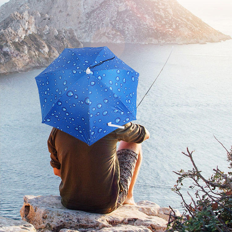 Fishing Hat Umbrella Adjustable Head Umbrella Foldable UV Protection Umbrella Cap for Golf Camping Beach Garden Sunshade Outdoor