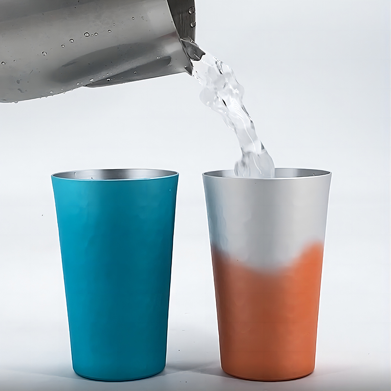 12oz Color Changing Aluminum Cold Drink Cup Lightweight Single Layer Drinking Mug Camping Cug Reusable & Recycle Aluminum Beer Cup