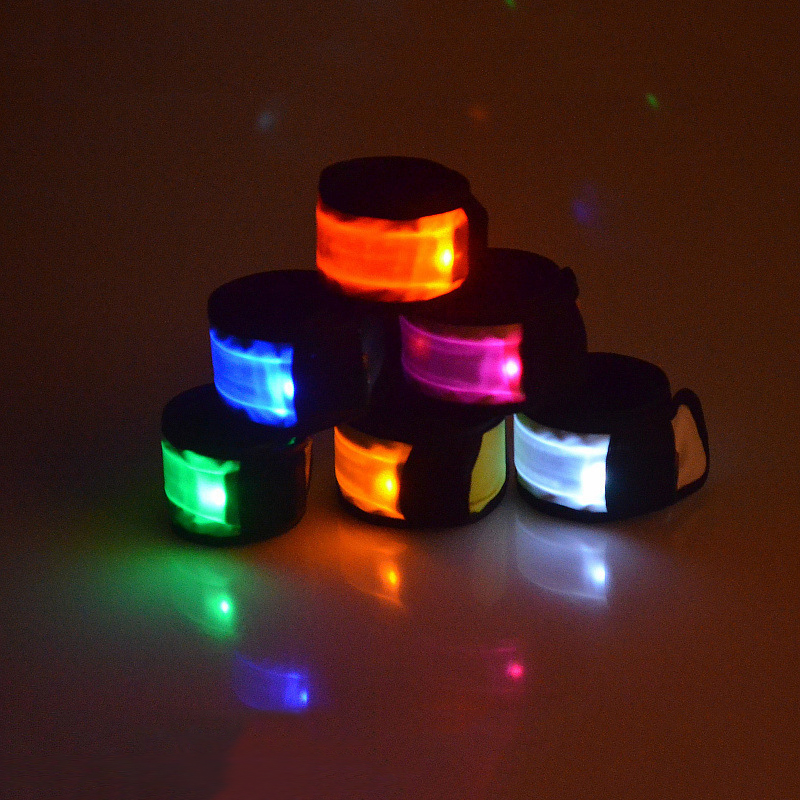 Nylon Running LED Armband, High Visibility Safety Arm Bands for Runners, Light Up LED Glow In Dark Slap Safety Wristbands