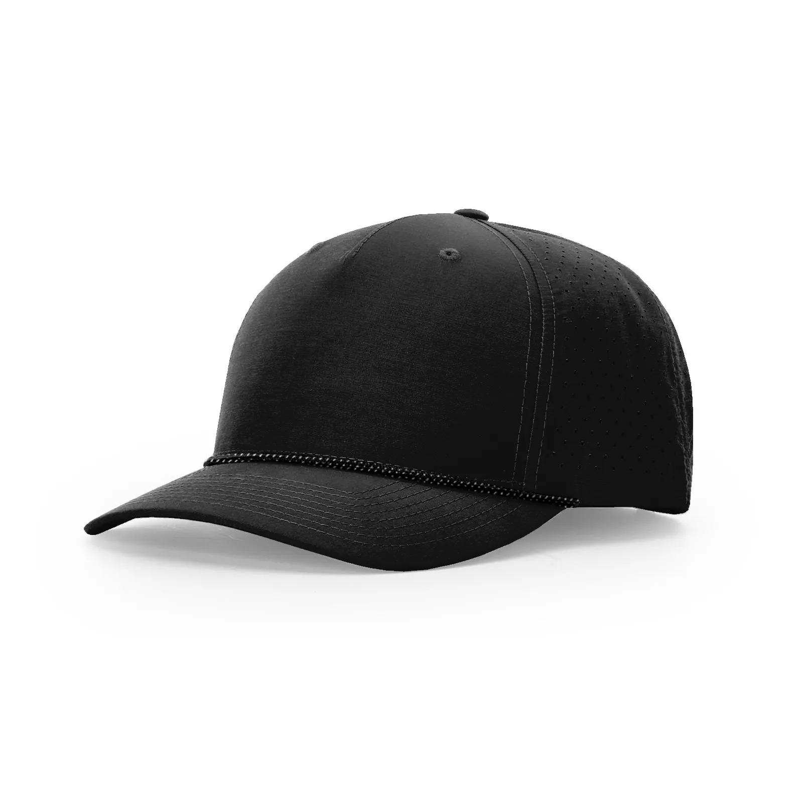 5 Panel Structured Water Resistant Baseball Caps With Rope