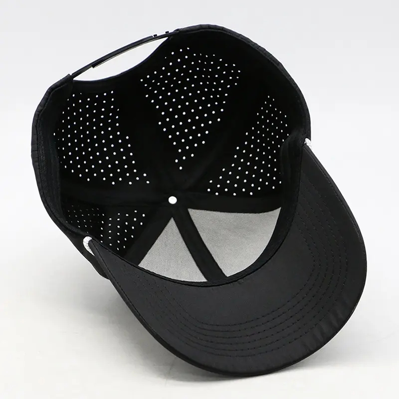 6 Panel Water Sweat Resistant Baseball Caps With Rope