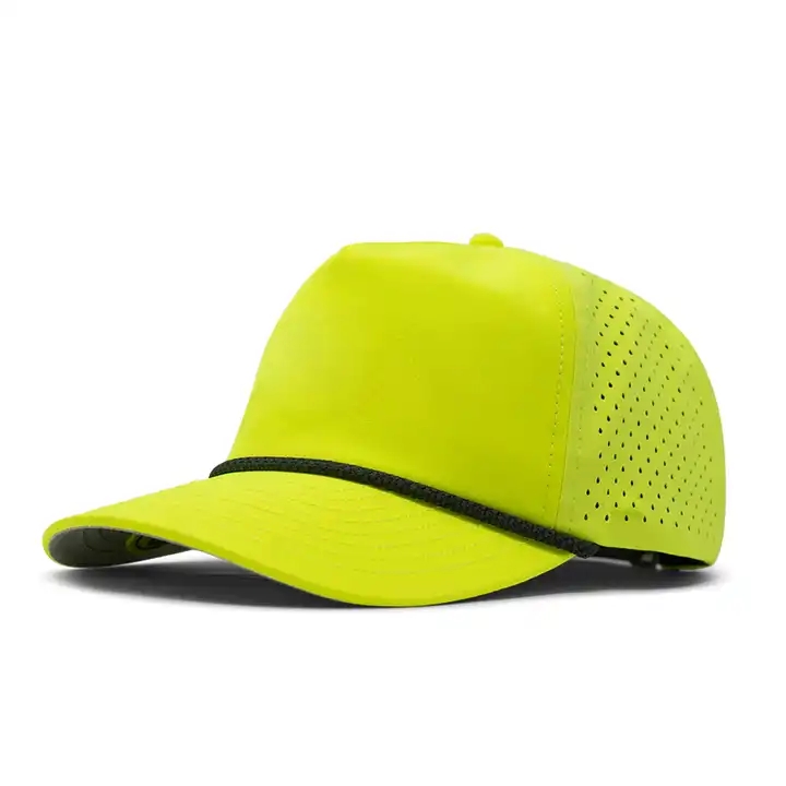 5 Panel Structured Water Resistant Baseball Caps With Rope