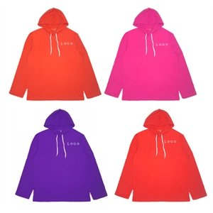 Print Lightweight Cotton Long-sleeve Hooded Tee Sweatshirt