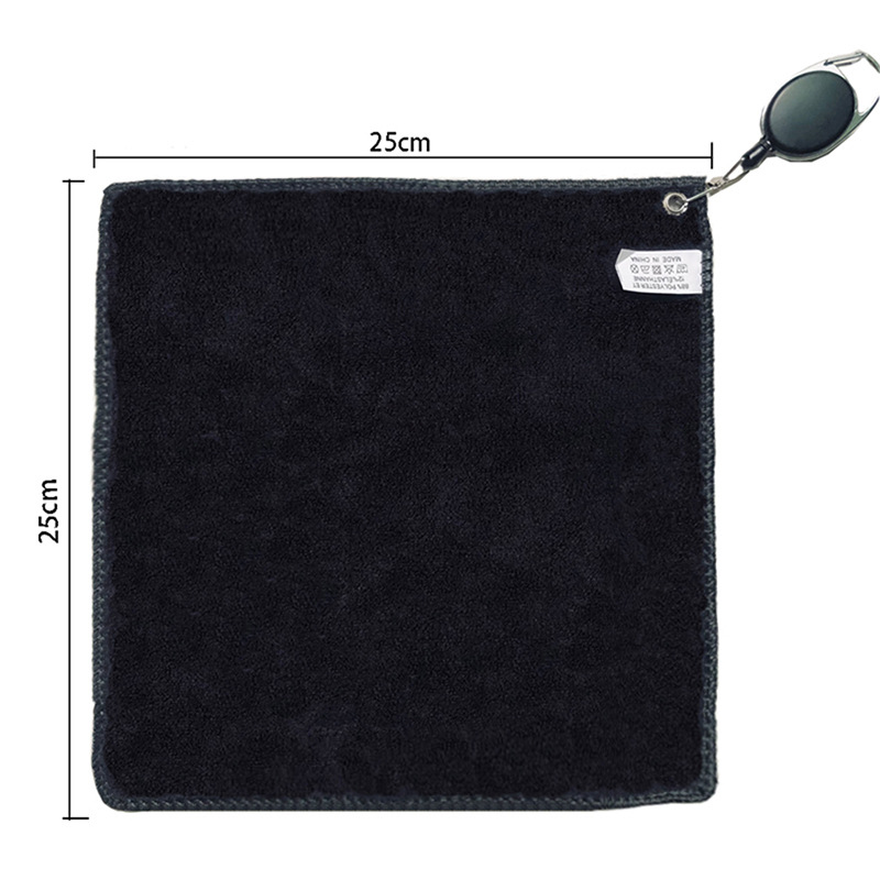 Soft Cotton Square Golf Towel With Stretchable Badge Reel for Easy Access