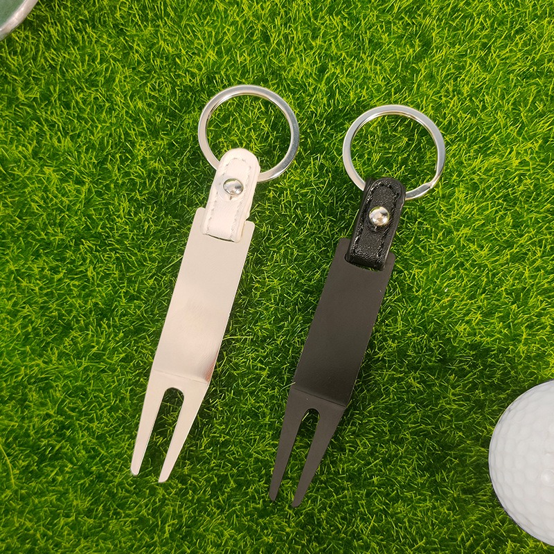 Golf Divot Tool Keychain with Leather Strap