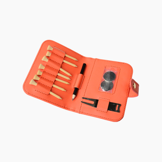 Compact PU Leather Golf Gift Set, Includes Divot Tool, Ball Markers, Tees & Score Pencil