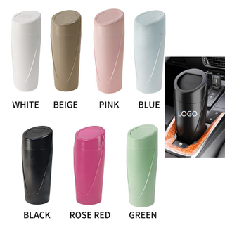 3.35" X 7.87" Durable ABS Car Trash Can with Flip Lid. Fits Cup Holders, Doors, Or Seatback Pockets