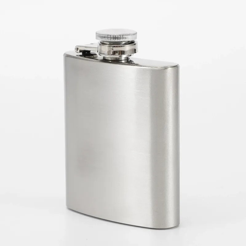 Premium 7oz 304 Stainless Steel Hip Flask - Brushed Finish Pocket Liquor Flask