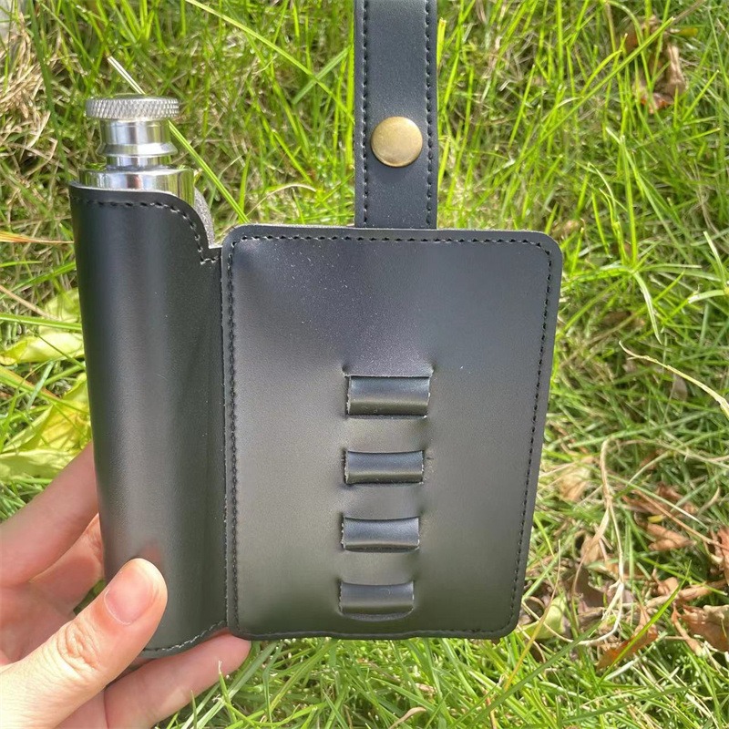 PU Leather 1oz Flask Case with Golf Tee Slots