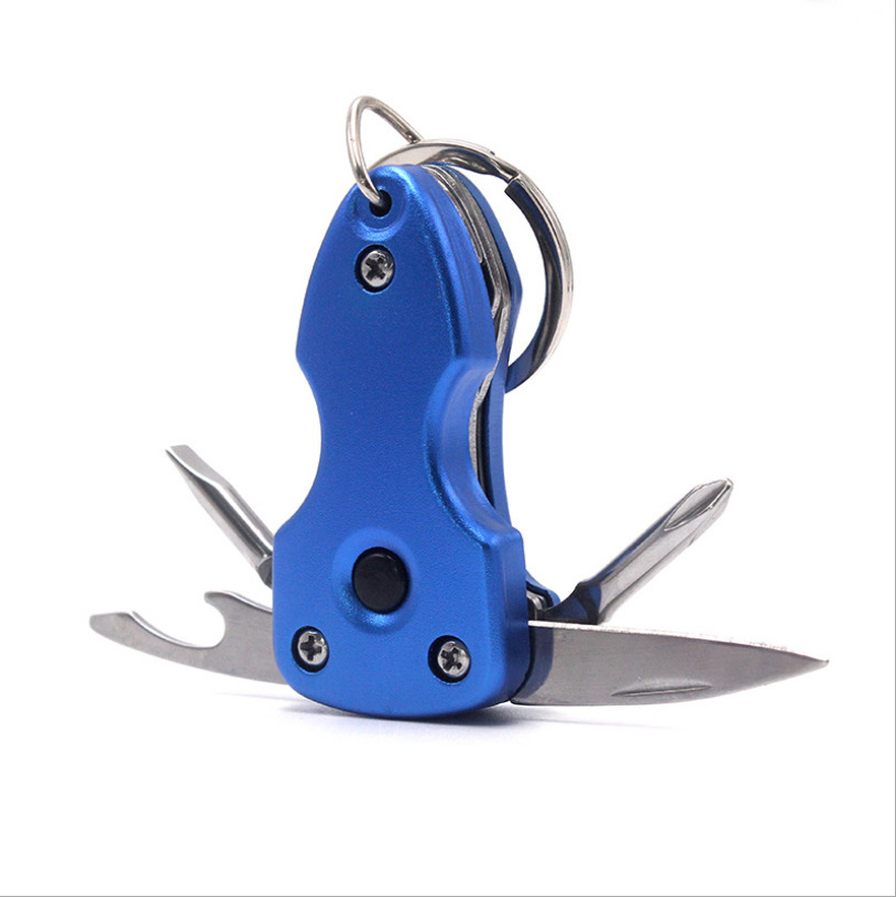 5-in-1 Screwdriver Key Chain Screwdriver Bottle Opener Knife Multi-Tool Key Ring with LED Flashlight