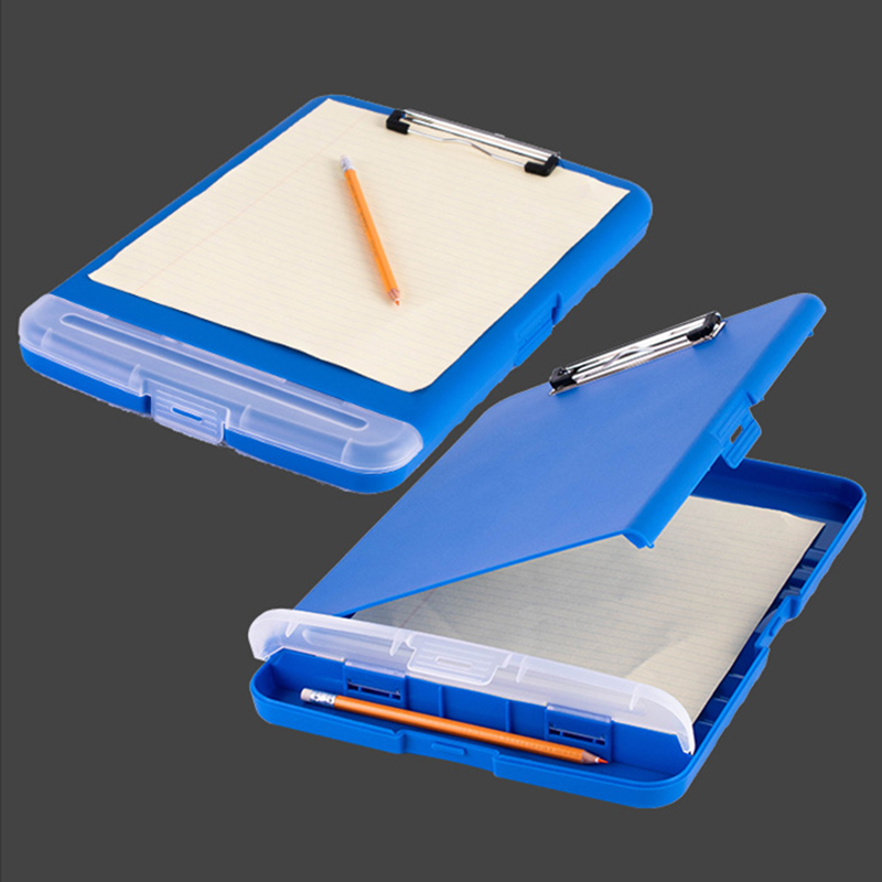 A4 Writing Clipboard With Pen Slot Multifunctional Paper Storage File Box PP Plastic Writing Board Clip