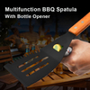 Multifunctional Metal BBQ Spatula With Beer Bottle Opener, Serrated Edge; 20" Long Grilling Tools with Wooden Handle