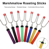 360-degree Rotating Telescoping Stainless Steel Marshmallow Roasting Sticks with PP Handle, 34 Inch Smores Skewer for Fire Pit BBQ