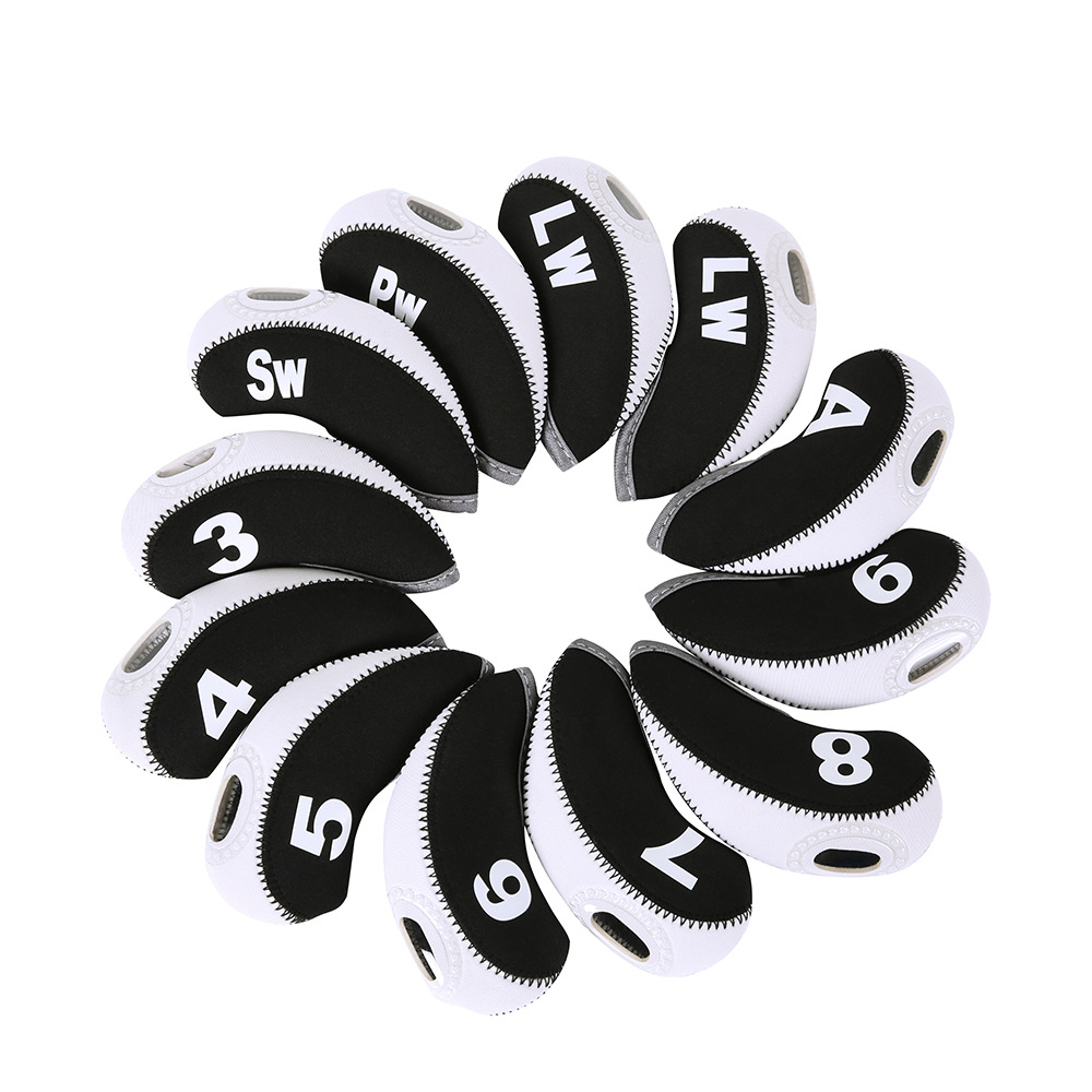 Neoprene Golf Iron Club Head Covers with Transparent Window and printed numbers, Size: 5 3/8 " x 2 5/8 " x 1/8 "