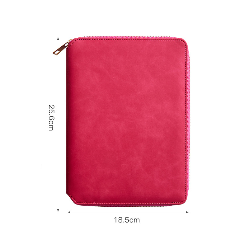 Multifunctional A5 Zipper Bag Loose-leaf Notebook 6 Rings Refillable Binder Business Notebook Journal