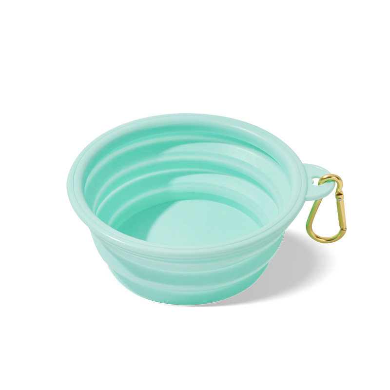 Portable pet silicone folding feeding bowl with carabiner, Collapsible Dog Bowls for Travel