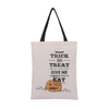 Halloween Tote Reusable Canvas Bag for Trick or Treat, Pumpkin Party Favor Goodie Bags