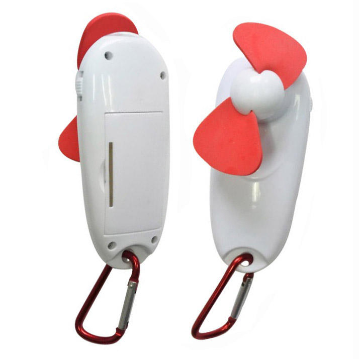 Pocket Sized Fan with Led Torch Light & Carabiner, Portable On-the- Go Battery Powered Handheld Fan