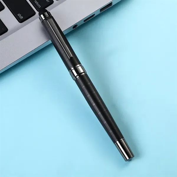 2-in-1 Luxury Metal Signature Black Ink Gel Pens With Stylus Tip Business Ballpoint Pens
