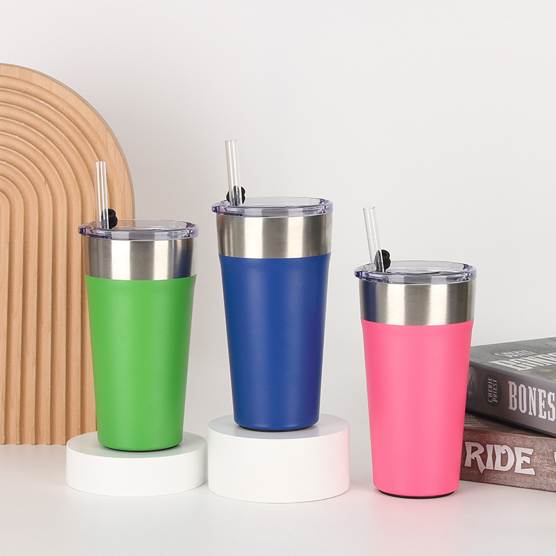 20oz Stainless Steel Vacuum Insulated Water Bottle Coffee Mug Tumbler With Lid, Straw and Bottom Bottle Opener