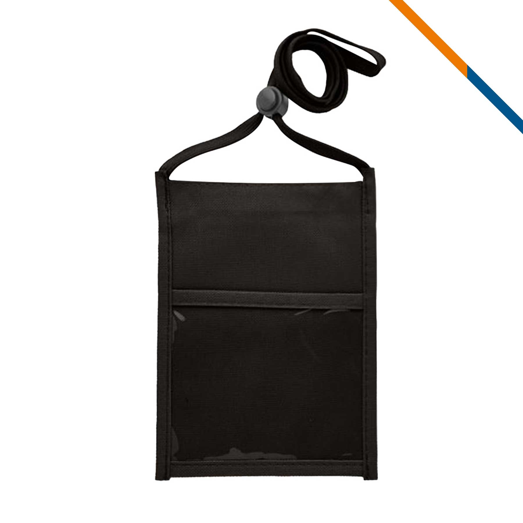 Vertical Polyester Exhibition ID Card Pouch Neck Badge Holder With Adjustable Lanyard & Clear Windows For Travel Trade Show Events