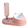 Stainless Steel Plastic 15-degree Tilted Double Dog Cat Feeder Bowl With Automatic Water Dispenser Bottle