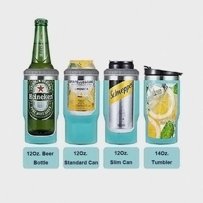 4-in-1 14oz Stainless Steel Can Cooler Beer Bottle Insulator With Bottom Bottle Opener 