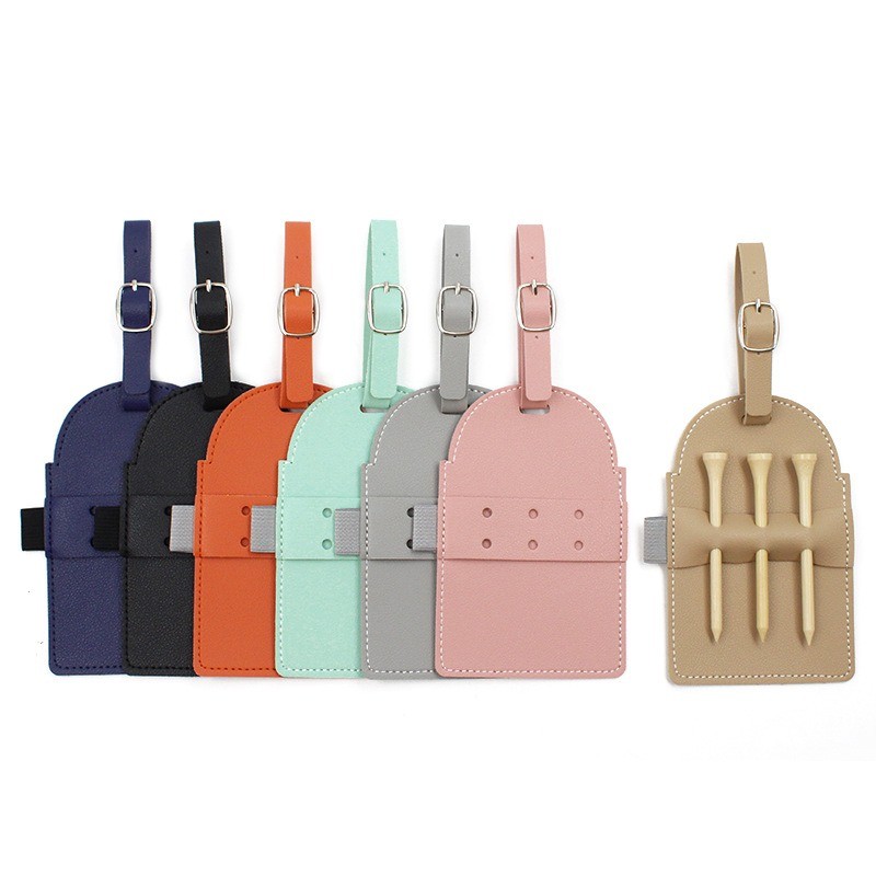 PU Leather Golf Tee Holder Luggage Tag