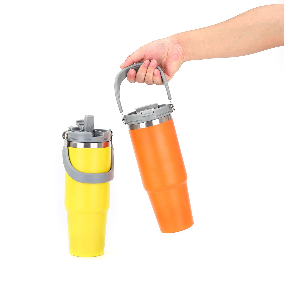 Double-wall Stainless Steel Insulated Tumbler with Dual-Drink Lid and Handle - 20oz/30oz/40oz