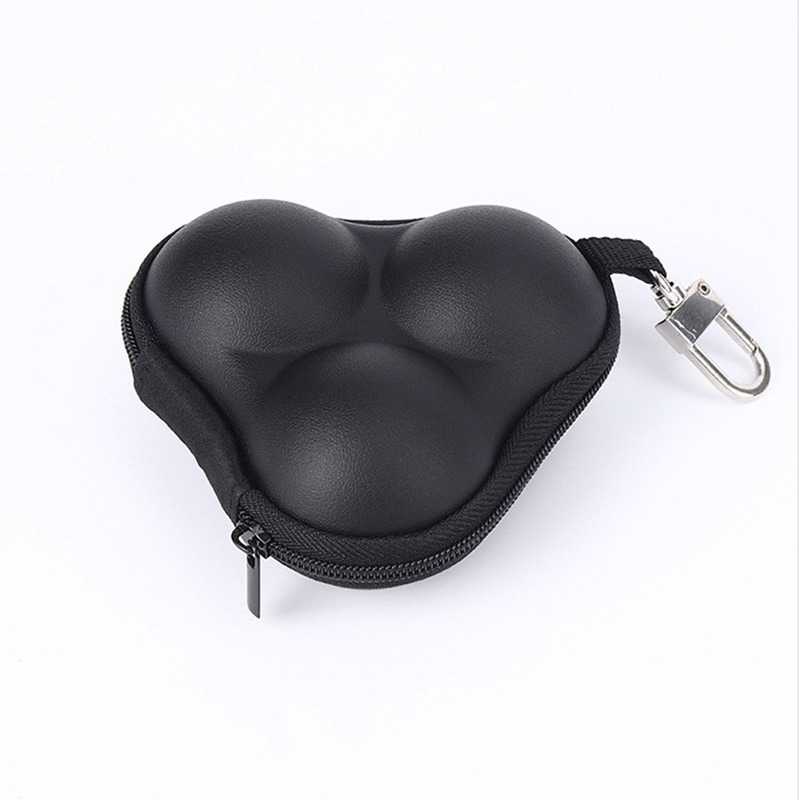 Triangle EVA Hard-shell Golf Ball Case holds 3 balls. Durable, waterproof, shockproof, and portable with carabiner.