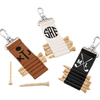 Compact PU Leather Golf Tee Holder with Metal Keychain Clip - Holds 5 Tees, measures 4.5" x 1.5"