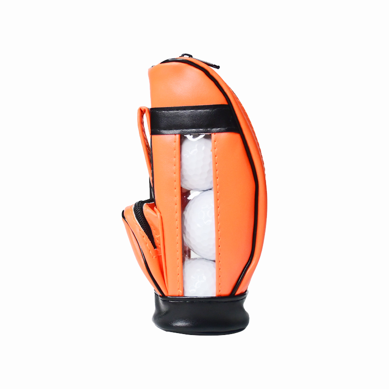 PU Golf Ball Pouch Set - Includes 3 Balls, Large Side Zipper, Hook Clip, Durable & Portable