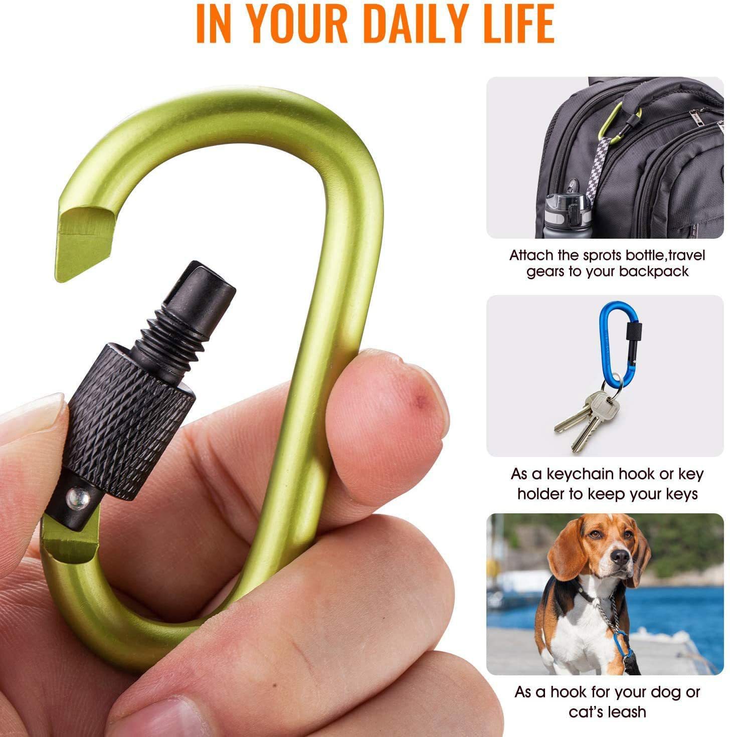 3" D-Clip Locking Carabiner Keychain Clip