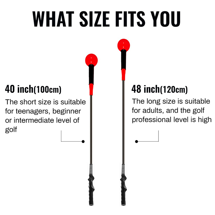 Golf Swing Tempo Trainer with Weighted Silicone Head - 48"/40" Length, Fiberglass Shaft & Anti-Slip Grip