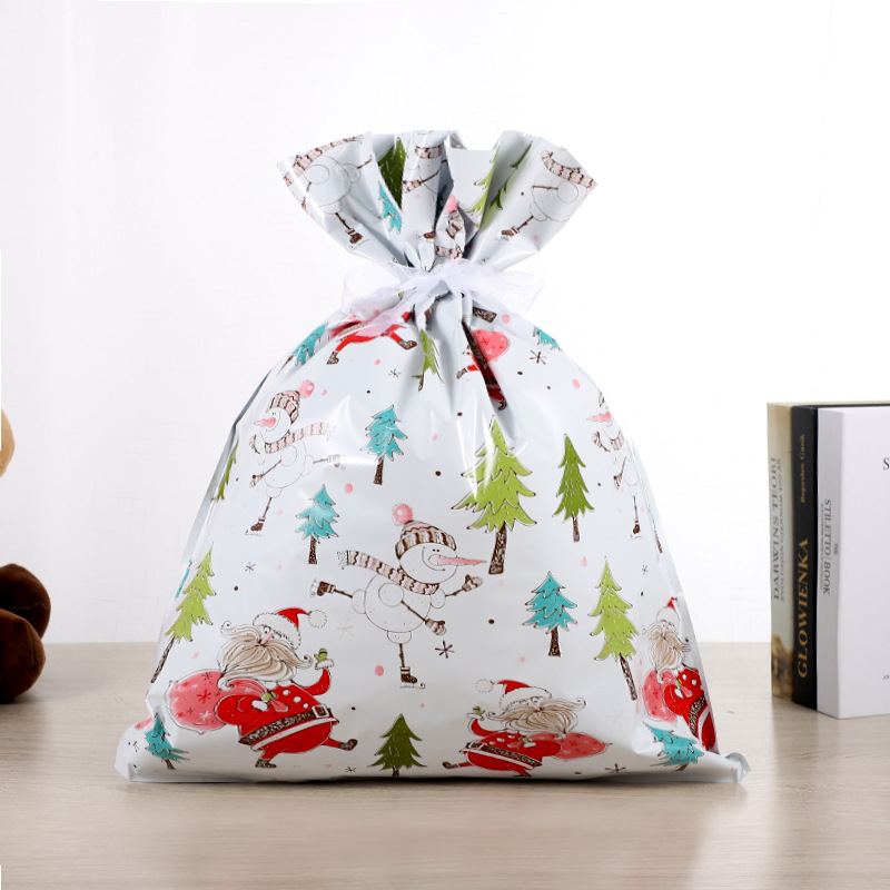 Holiday Foil Gift Bags with Ribbon Tie Gift Wrapping Sacks Pouches Christmas Mylar Goody Bags for Xmas Presents