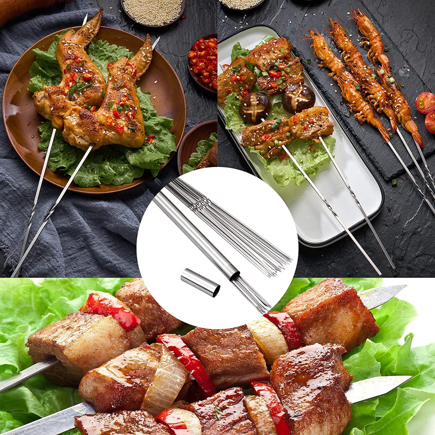 20pcs Stainless Steel Skewers Set