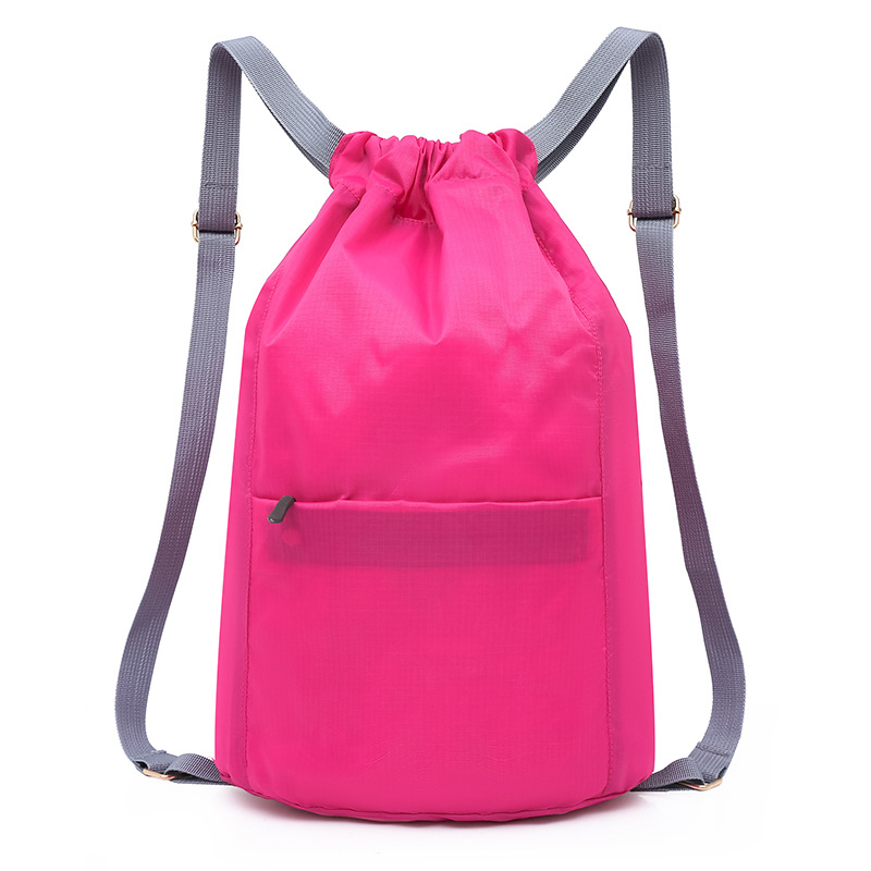 Adjustable Shoulder Strap Waterproof Casual Sports Drawstring Backpack Bag With Front Pocket